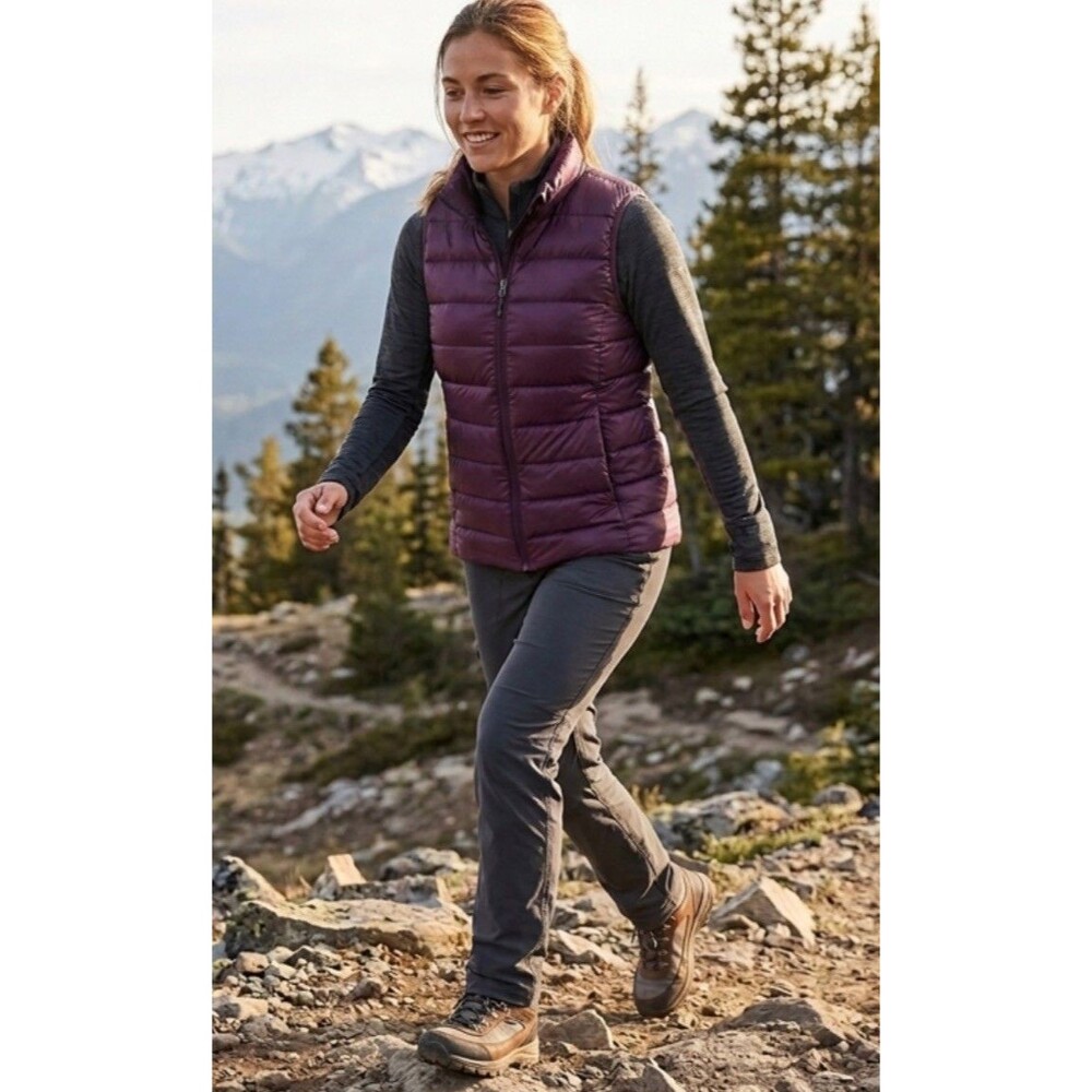 Eddie Bauer EB650 Women's XL Down Puffer Vest Purple Full Zip Pockets Packable